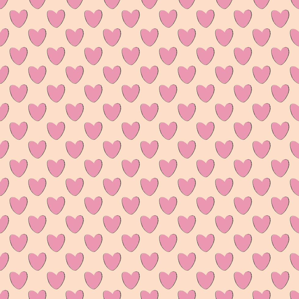 Pink heart pattern on yellow background. Seamless love heart design vector background. Seamless pattern on Valentine's day. The seamless texture with hart.