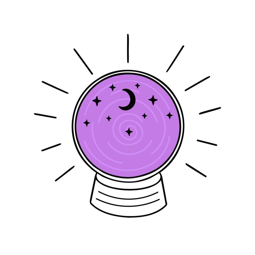 Witch ball. Magic crystal ball. Illustration for printing, backgrounds, covers and packaging. Image can be used for greeting cards, posters, stickers and textile. Isolated on white background. vector