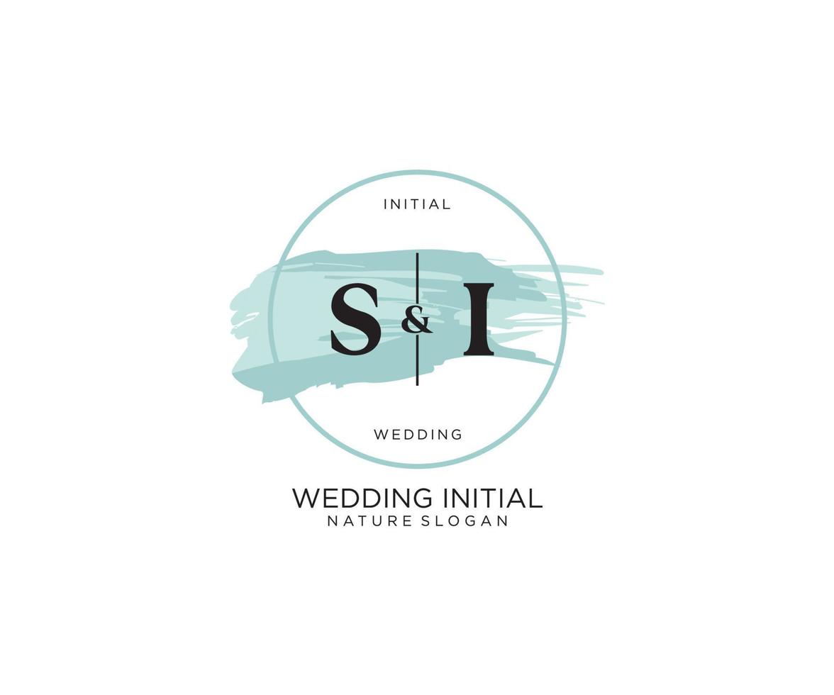 Initial SI Letter Beauty vector initial logo, handwriting logo of initial signature, wedding, fashion, jewerly, boutique, floral and botanical with creative template for any company or business.