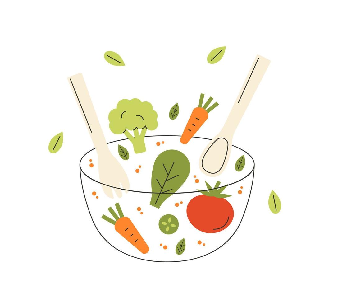 ensalada cuenco vector ilustración