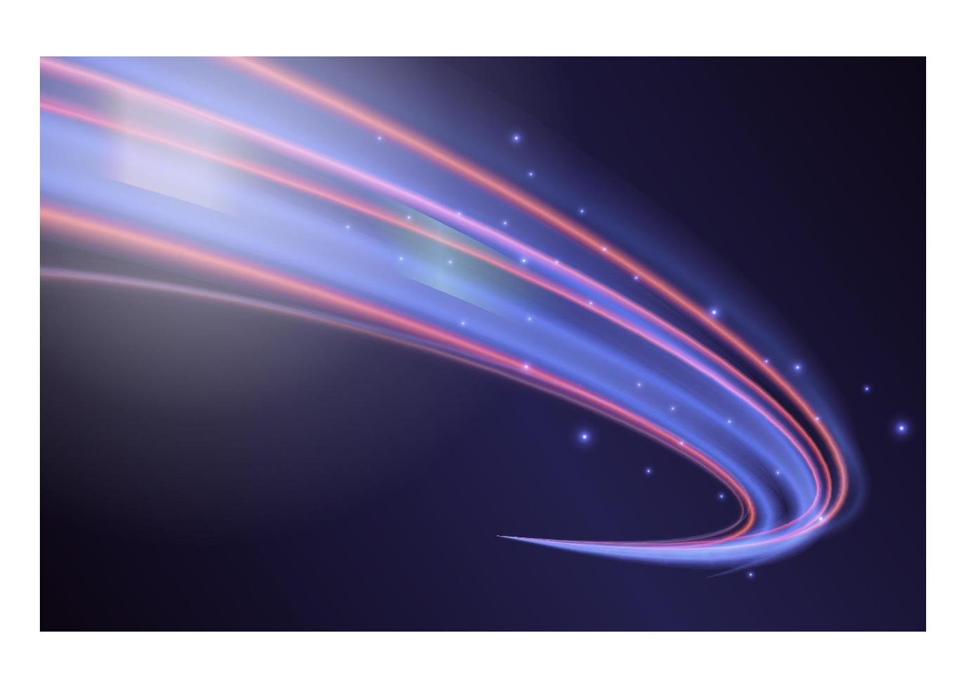 Light motion trails. Speed light streaks vector background with blurred fast moving light effect, blue purple colors on black.Racing cars dynamic flash effects city road with long exposure night light