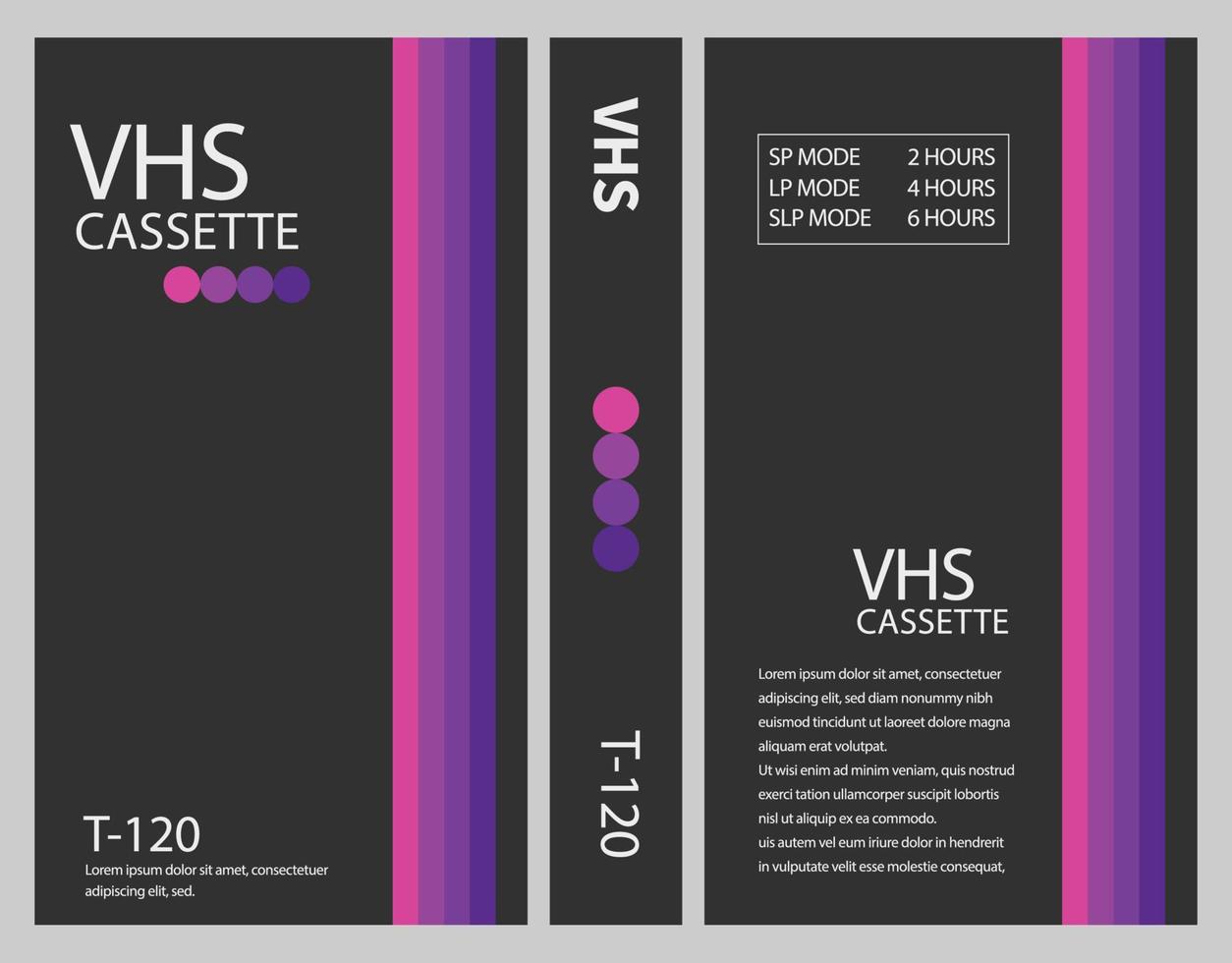 retro style black vhs cover full 90s nostalgia vector