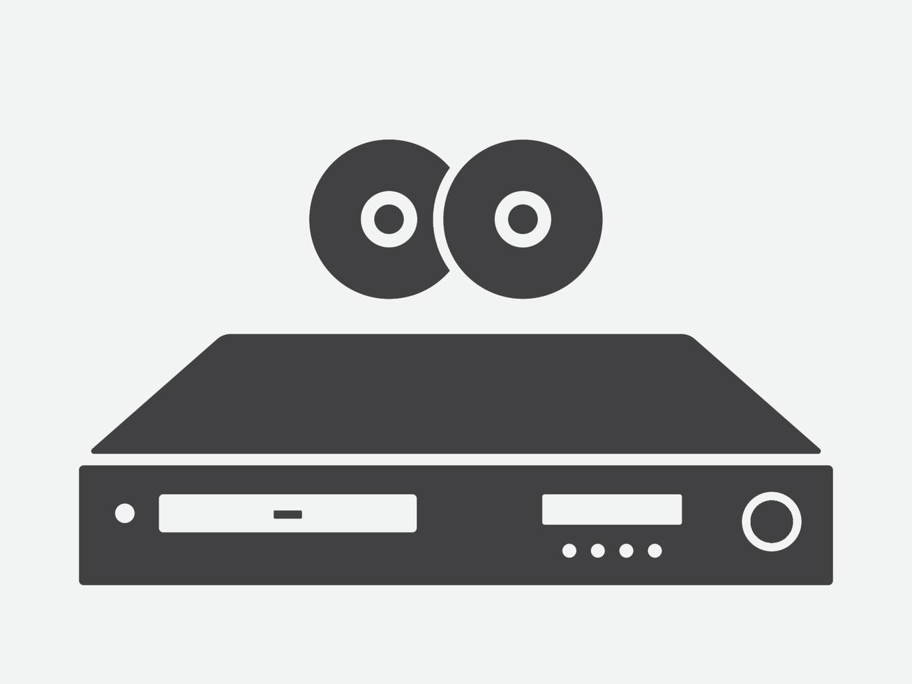 dvd cd player flat icon black with two cds dvds vector