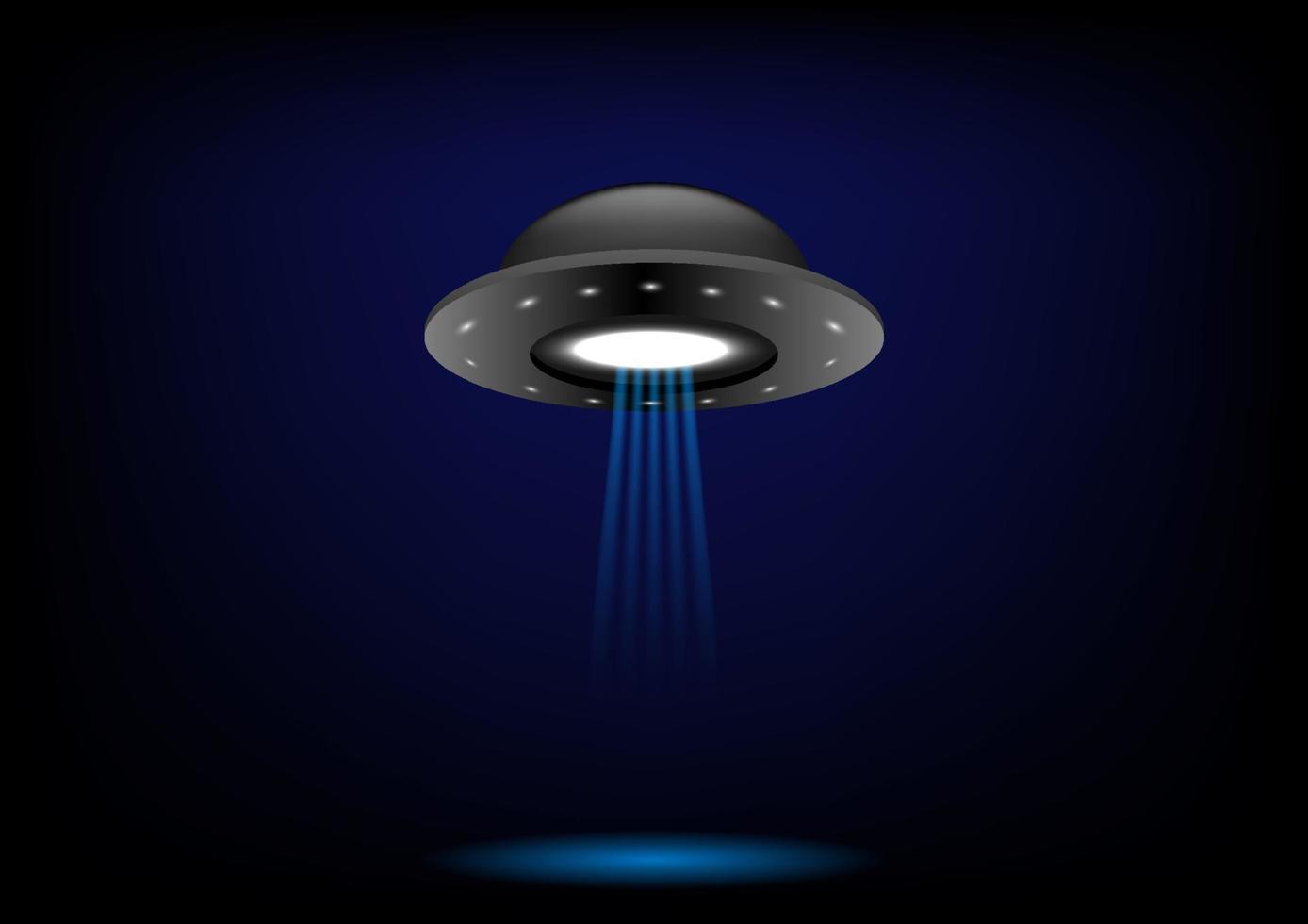 Unidentified flying object on futuristic dark blue background. vector