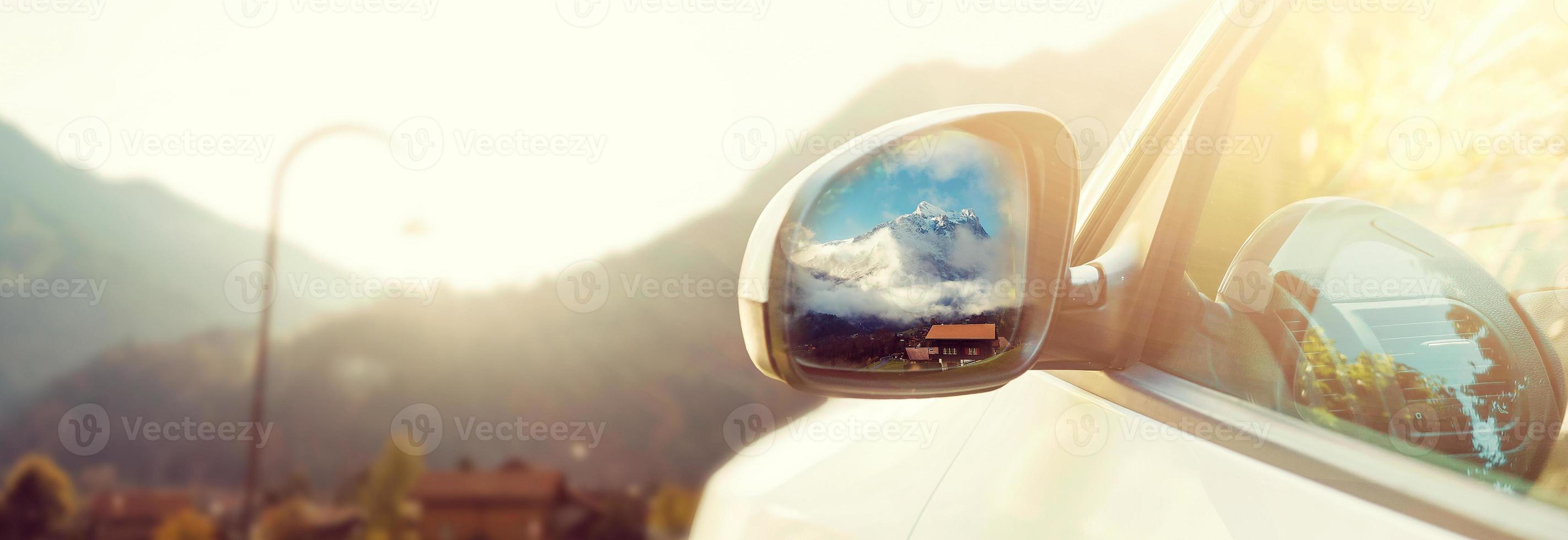 Car mirror, concept of speed photo