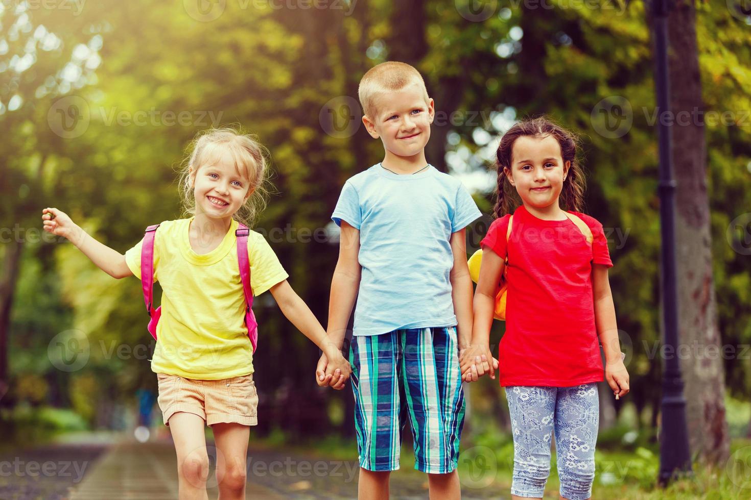 Kids Playing Cheerful Park Outdoors Concept photo