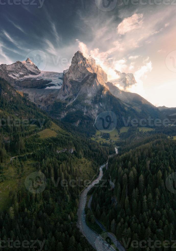 Drone shot from swiss mountains photo