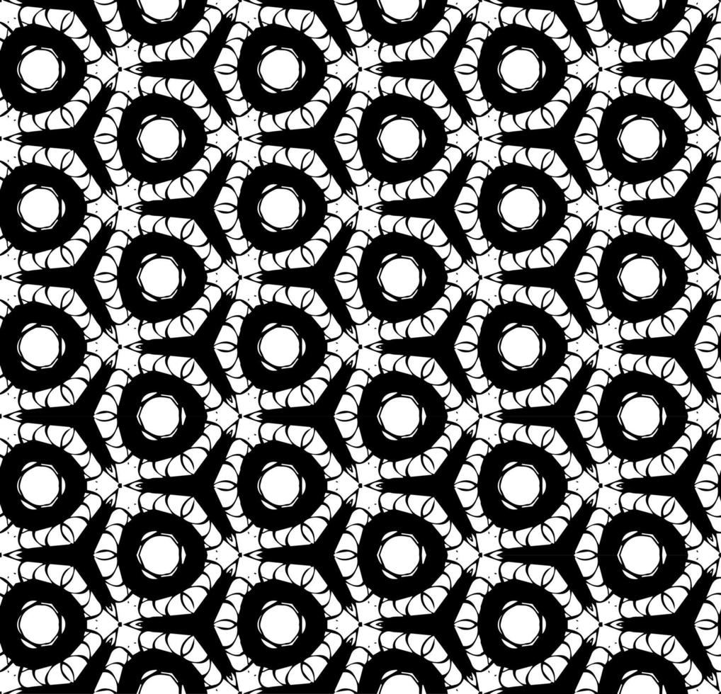 Black and white seamless abstract pattern. Background and backdrop. Grayscale ornamental design. Mosaic ornaments. Vector graphic illustration.