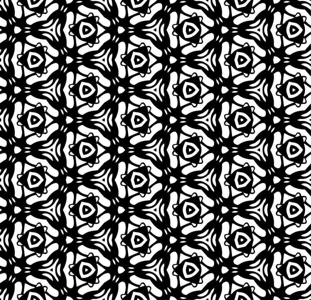 Black and white seamless abstract pattern. Background and backdrop. Grayscale ornamental design. Mosaic ornaments. Vector graphic illustration.