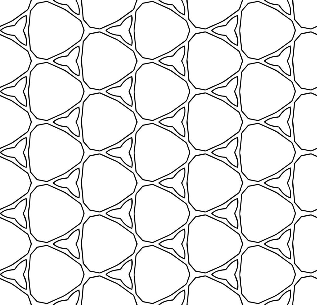 Black and white seamless abstract pattern. Background and backdrop. Grayscale ornamental design. Mosaic ornaments. Vector graphic illustration.