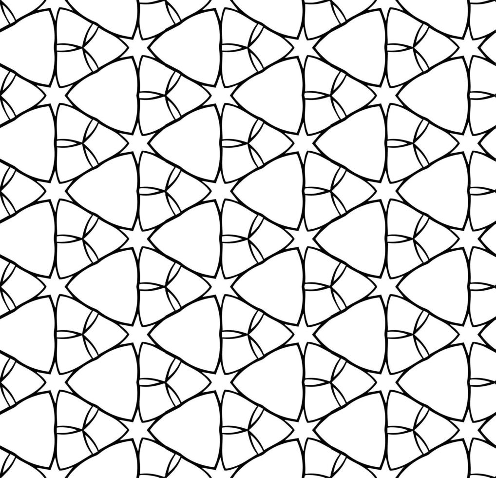 Black and white seamless abstract pattern. Background and backdrop. Grayscale ornamental design. Mosaic ornaments. Vector graphic illustration.