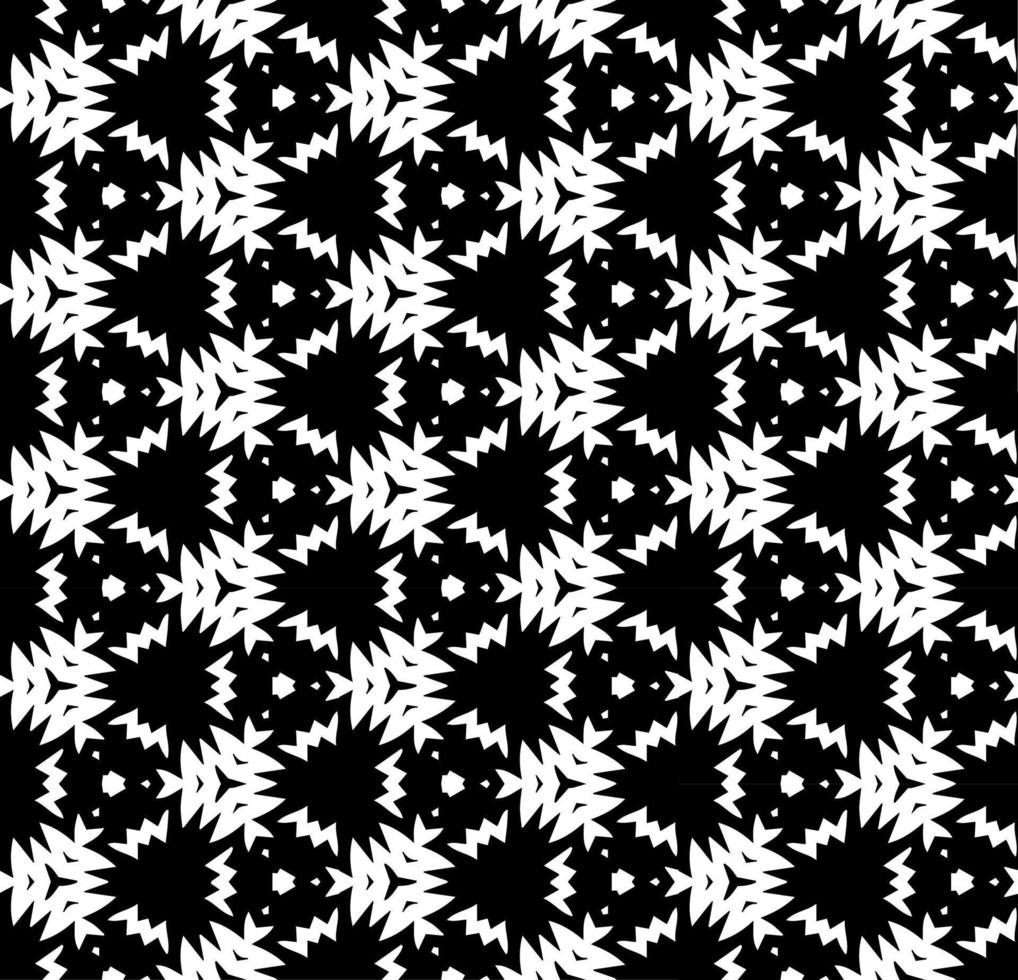 Black and white seamless abstract pattern. Background and backdrop. Grayscale ornamental design. Mosaic ornaments. Vector graphic illustration.