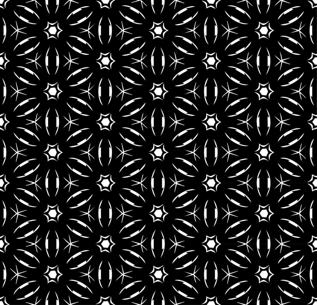 Black and white seamless abstract pattern. Background and backdrop. Grayscale ornamental design. Mosaic ornaments. Vector graphic illustration.