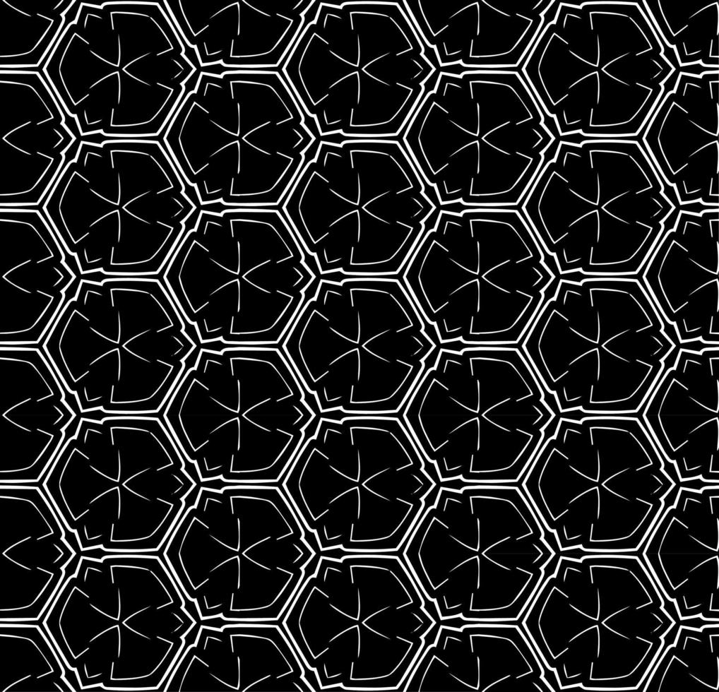 Black and white seamless abstract pattern. Background and backdrop. Grayscale ornamental design. Mosaic ornaments. Vector graphic illustration.