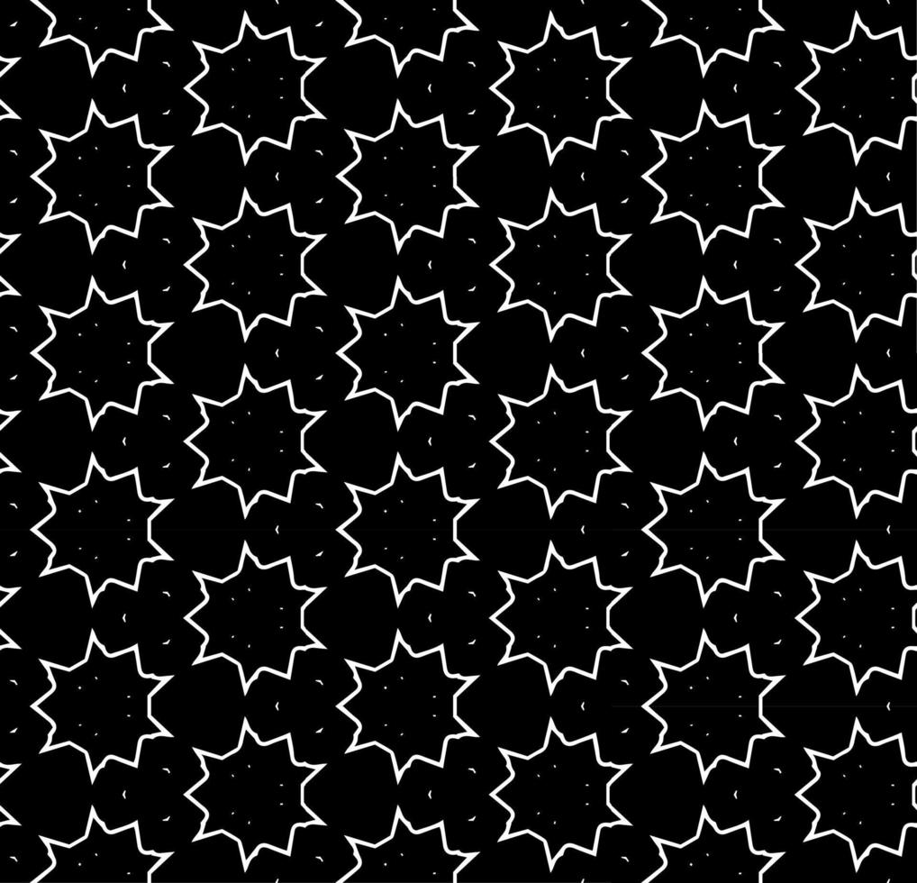 Black and white seamless abstract pattern. Background and backdrop. Grayscale ornamental design. Mosaic ornaments. Vector graphic illustration.