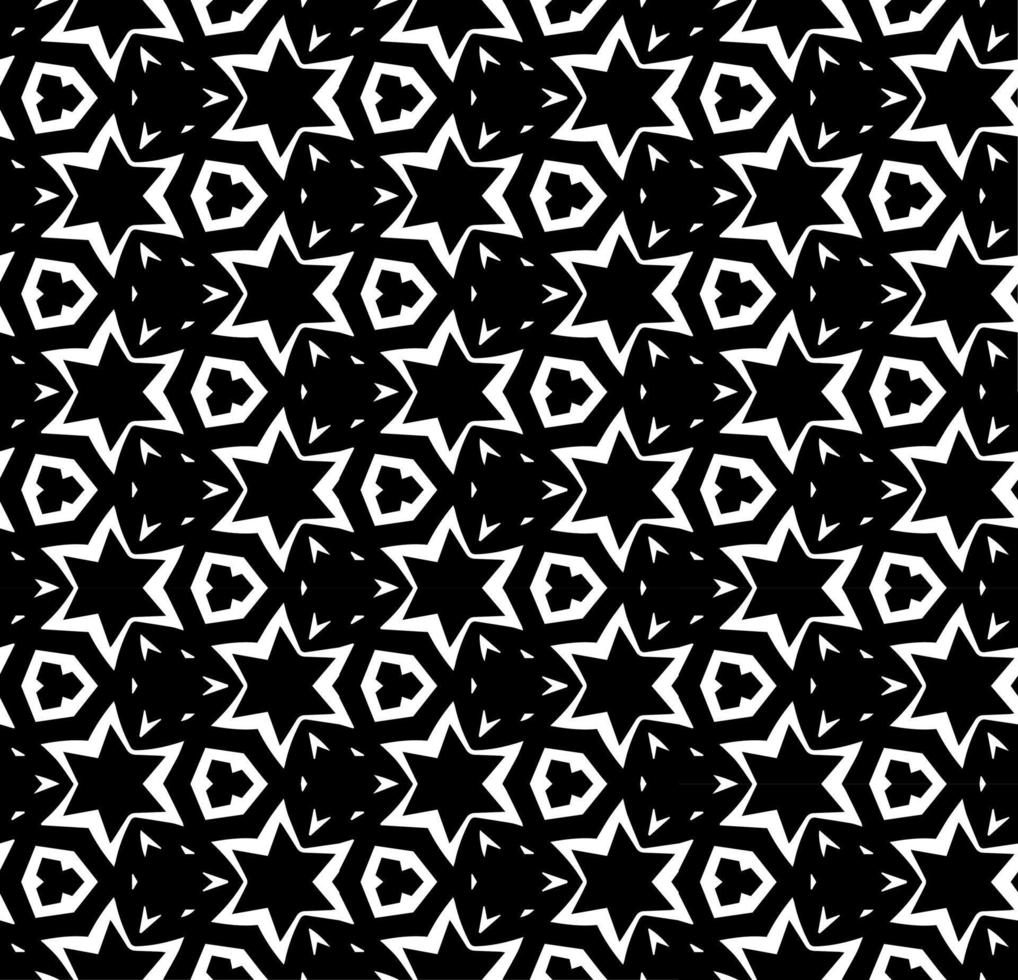 Black and white seamless abstract pattern. Background and backdrop. Grayscale ornamental design. Mosaic ornaments. Vector graphic illustration.