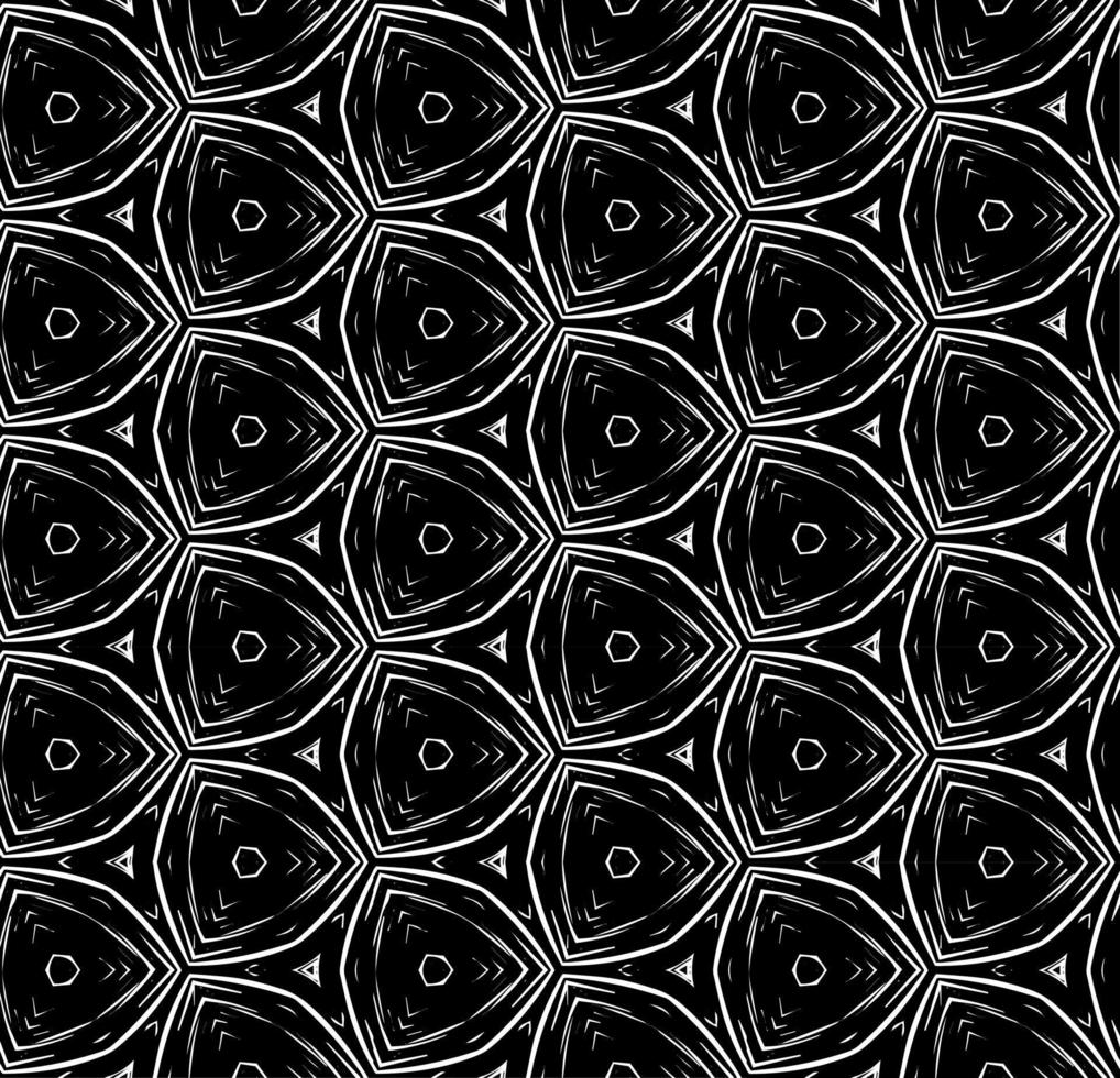 Black and white seamless abstract pattern. Background and backdrop. Grayscale ornamental design. Mosaic ornaments. Vector graphic illustration.