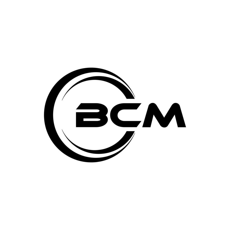 BCM letter logo design in illustration. Vector logo, calligraphy designs for logo, Poster, Invitation, etc.