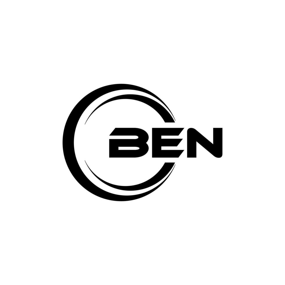 BEN letter logo design in illustration. Vector logo, calligraphy designs for logo, Poster, Invitation, etc.