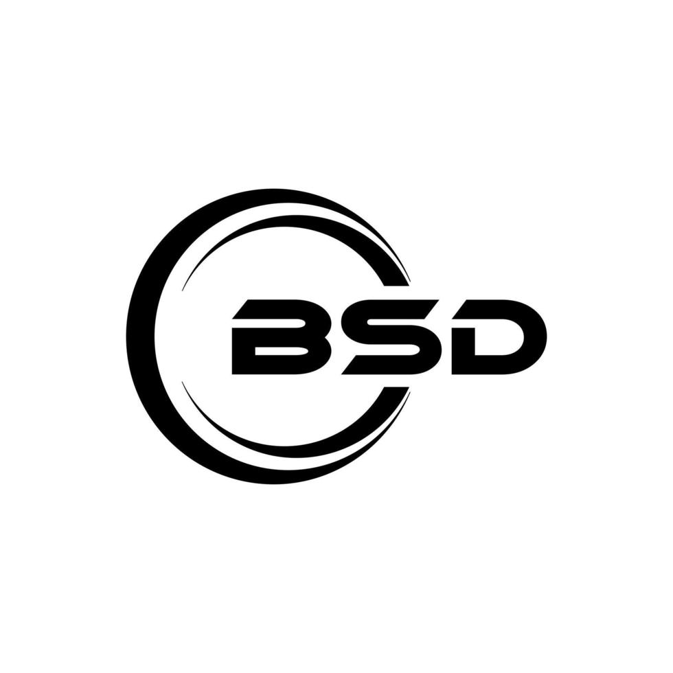 BSD letter logo design in illustration. Vector logo, calligraphy designs for logo, Poster, Invitation, etc.