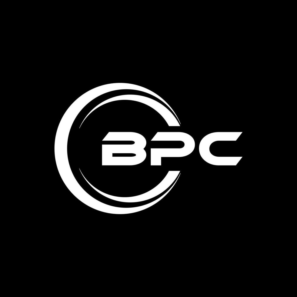 BPC letter logo design in illustration. Vector logo, calligraphy designs for logo, Poster, Invitation, etc.