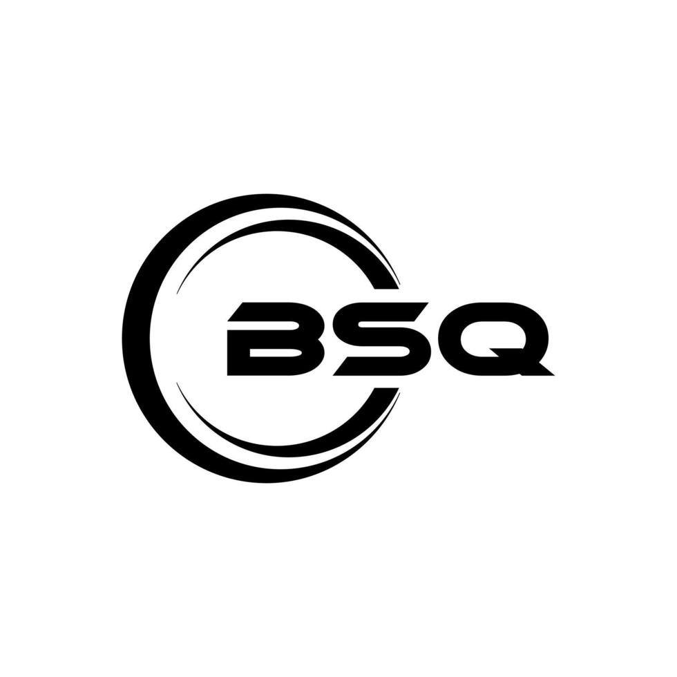 BSQ letter logo design in illustration. Vector logo, calligraphy designs for logo, Poster, Invitation, etc.