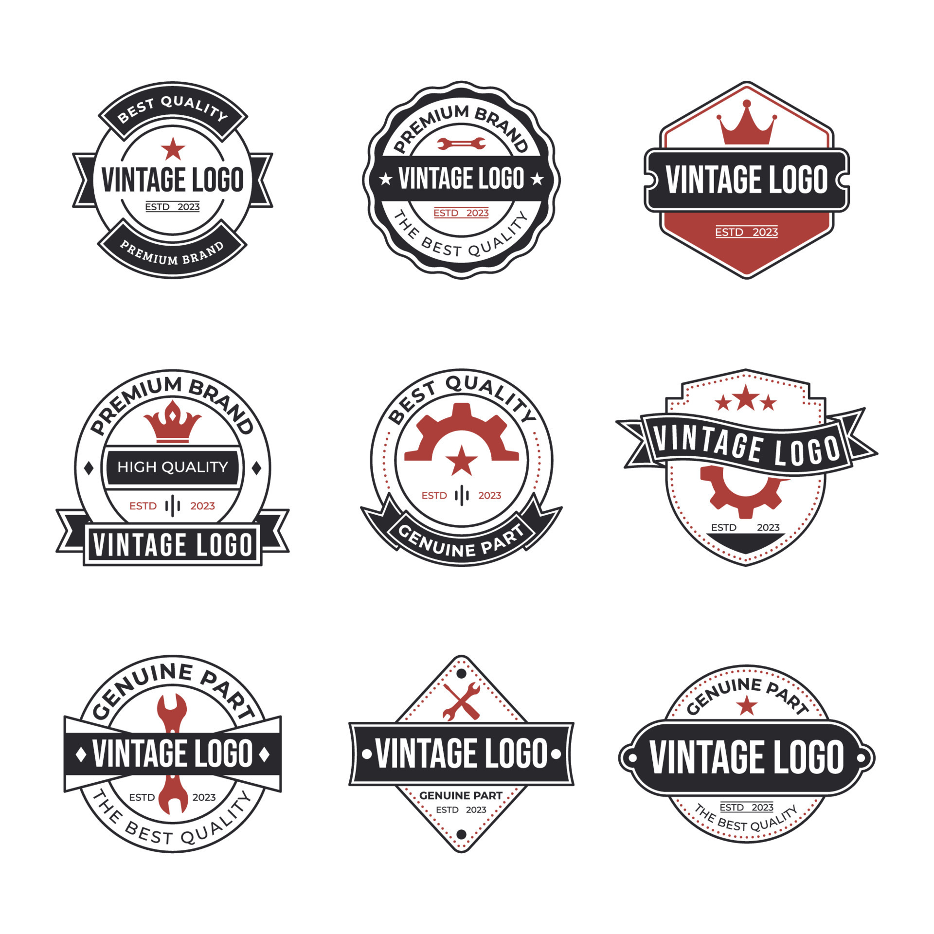 Set of Retro Logos 20896827 Vector Art at Vecteezy