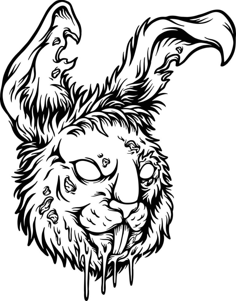 Evil zombie monster bunny head silhouette vector illustrations for your work logo, merchandise t-shirt, stickers and label designs, poster, greeting cards advertising business company or brands
