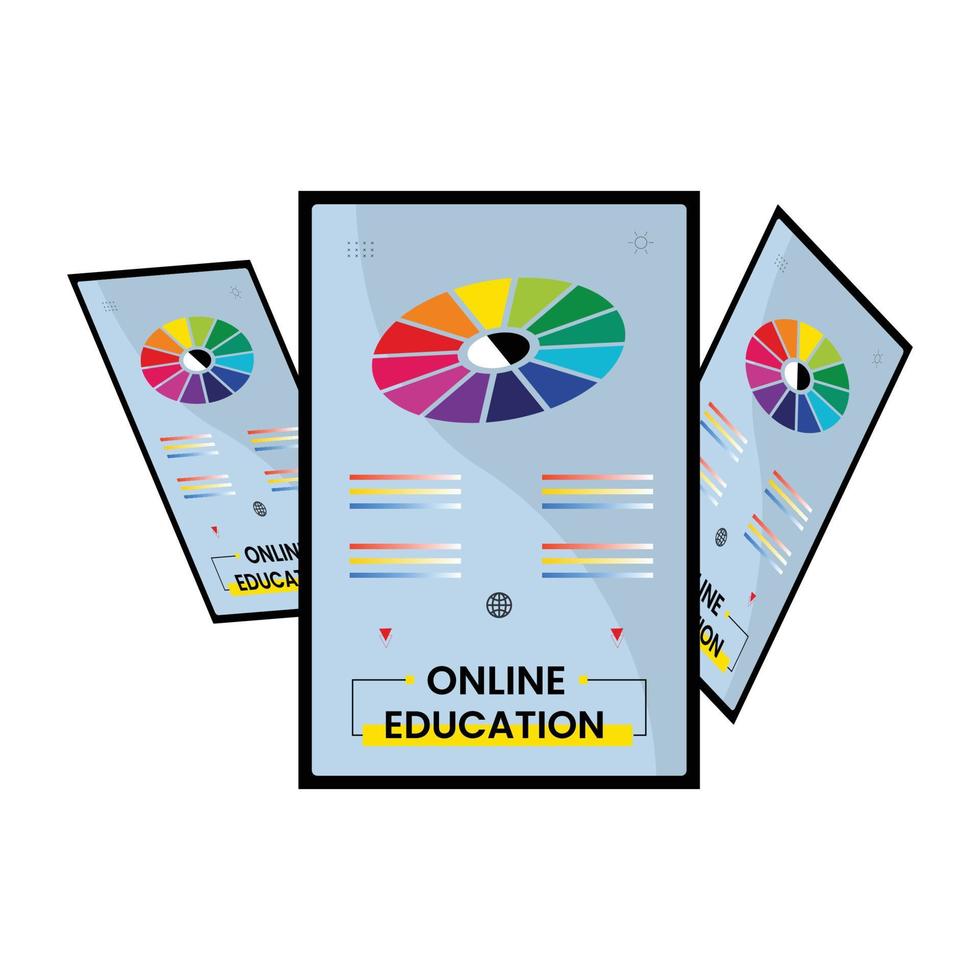 Online courses and trainings, Webinar, Distance education, Knowledge, Mobile learning App and E-learning. Vector illustration for poster, banner, presentation