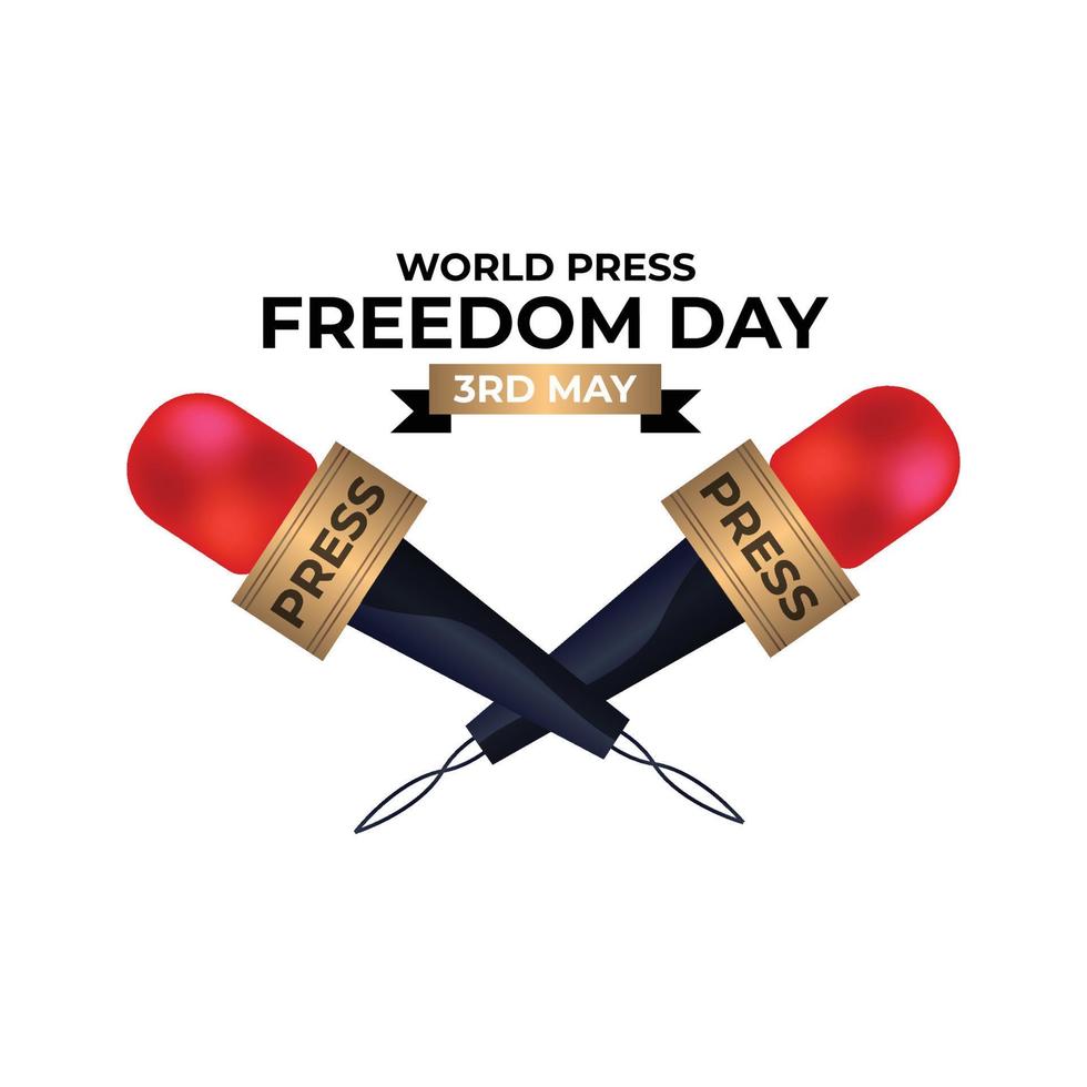 World press freedom day vector graphic design with pen and microphone