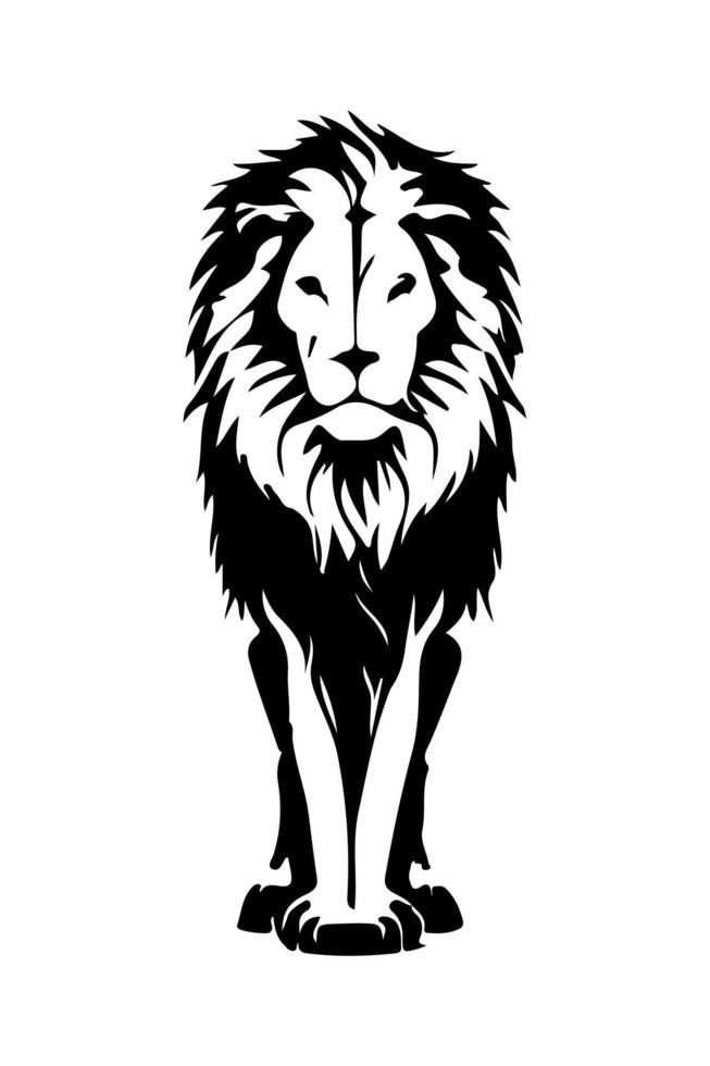 Lion head face logo silhouette black icon tattoo mascot hand drawn lion king silhouette animal vector illustration