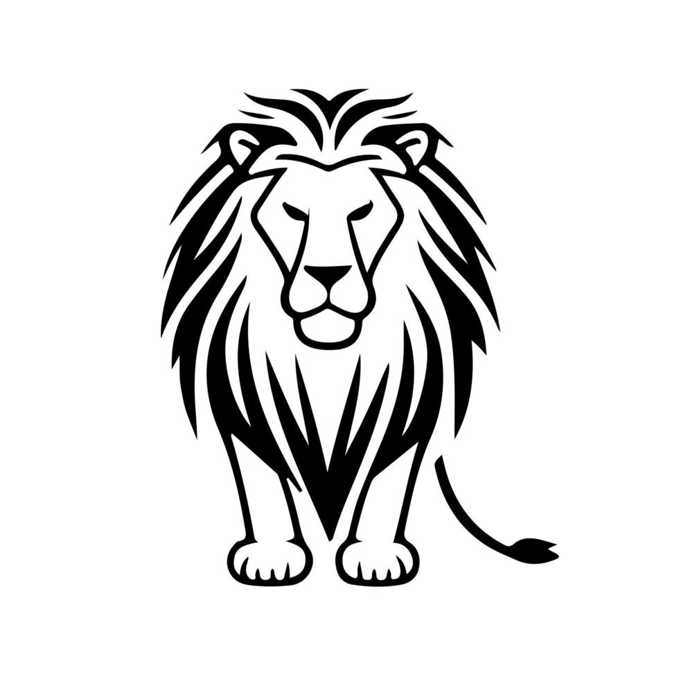 león cabeza cara logo silueta negro icono tatuaje mascota mano dibujado león Rey silueta animal vector ilustración