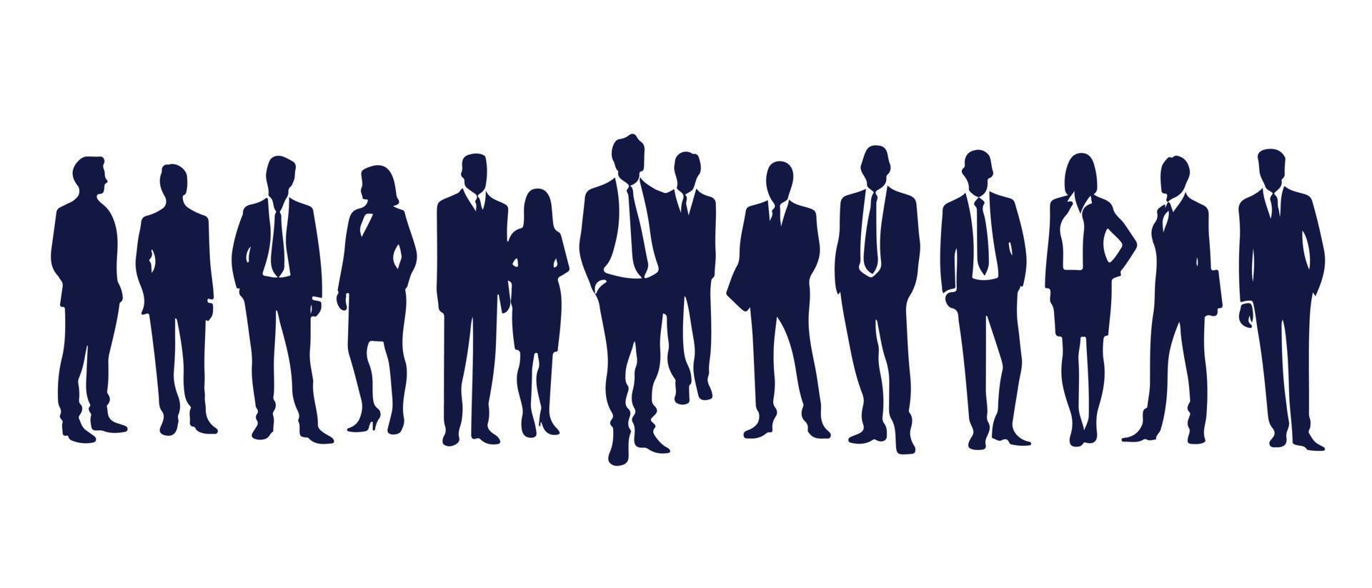 Business people silhouette set business man and woman silhouettes business team meeting background vector illustration