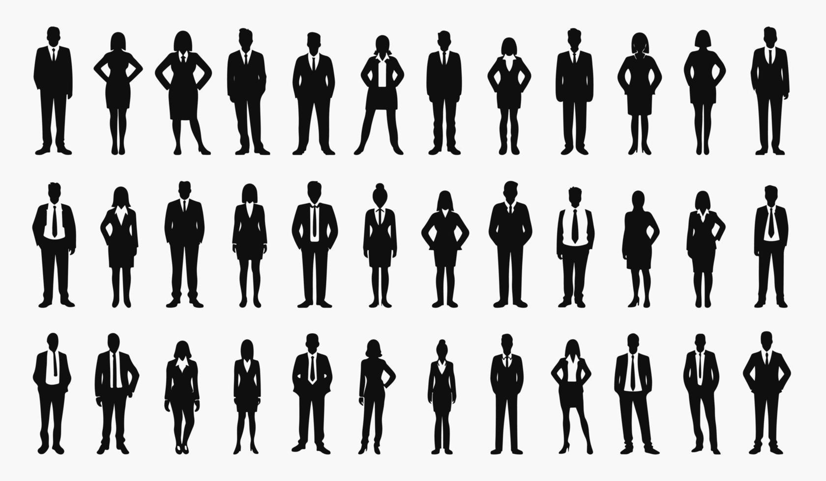 Business people silhouette set business man and woman silhouettes business team meeting background vector illustration