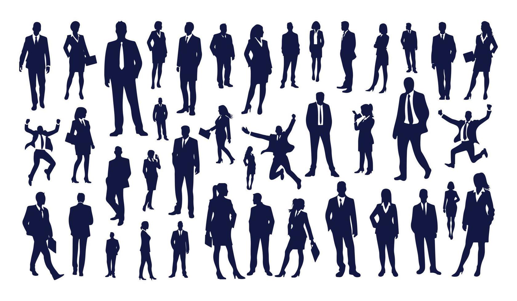 Business people silhouette set business man and woman silhouettes business team meeting background vector illustration