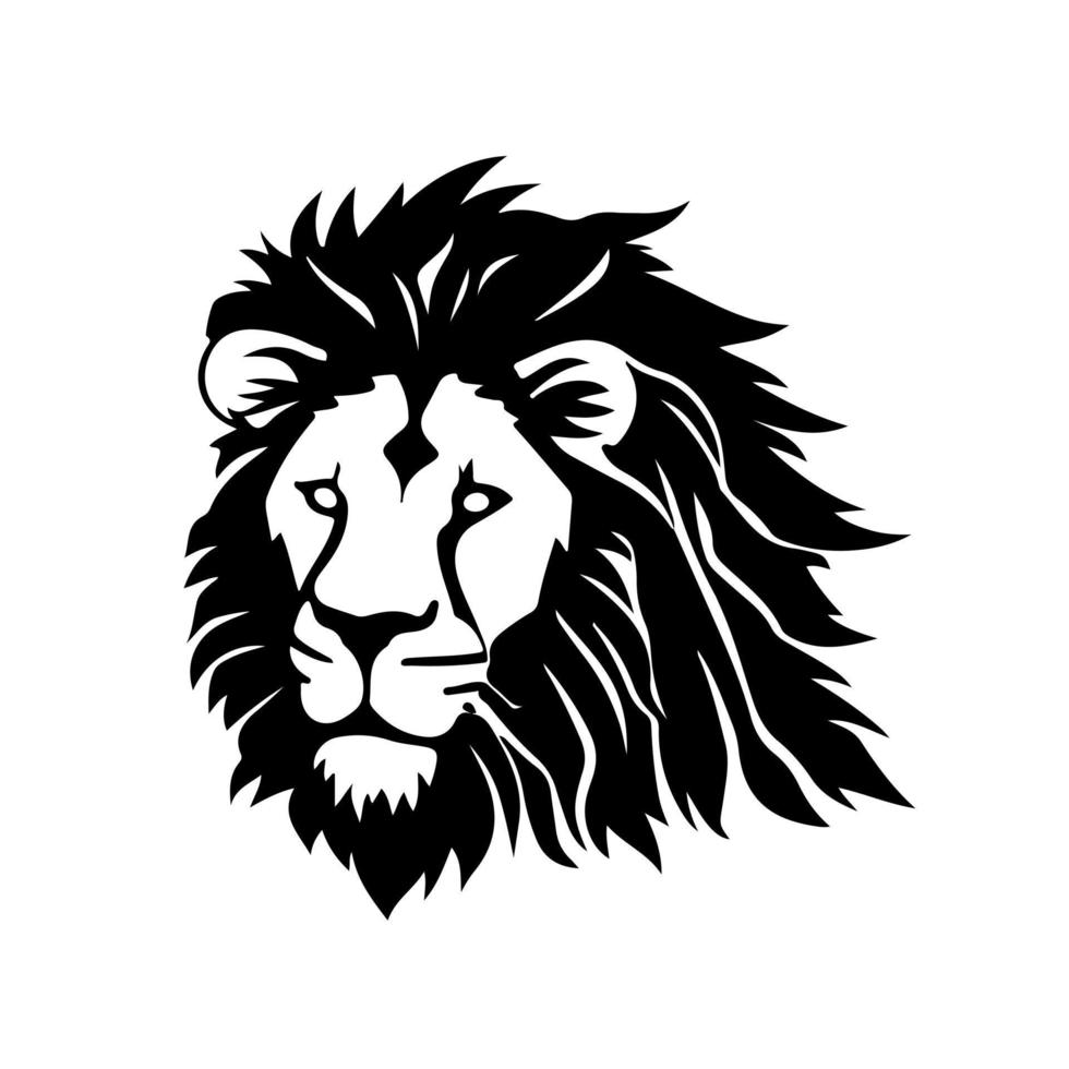 león cabeza cara logo silueta negro icono tatuaje mascota mano dibujado león Rey silueta animal vector ilustración