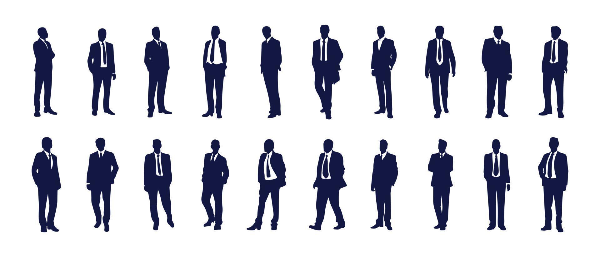 Business people silhouette set business man and woman silhouettes business team meeting background vector illustration