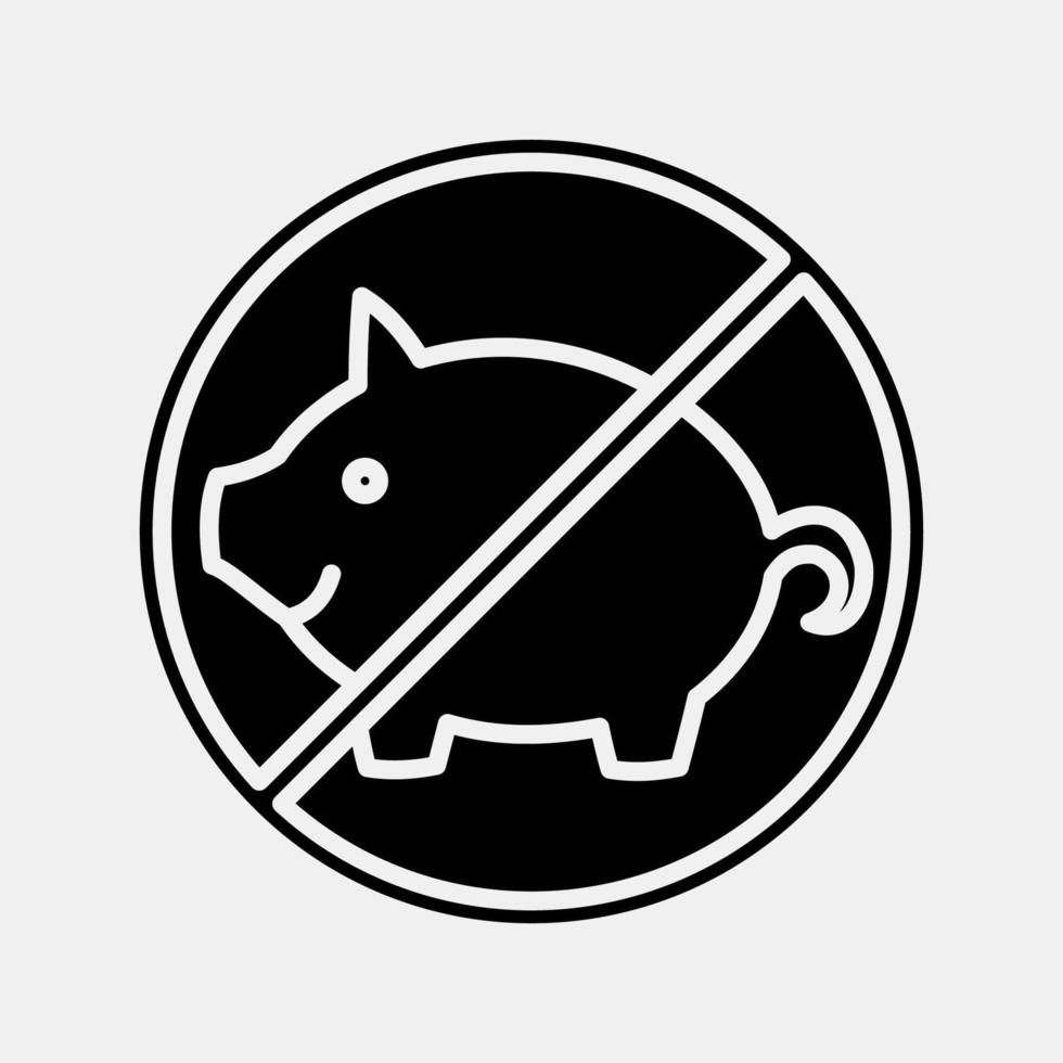 Icon no pig, forbidden food. Islamic elements of Ramadhan, Eid Al Fitr, Eid Al Adha. Icons in glyph style. Good for prints, posters, logo, decoration, greeting card, etc. vector