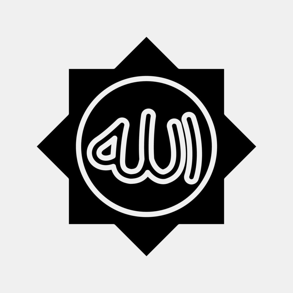 Icon Allah word. Islamic elements of Ramadhan, Eid Al Fitr, Eid Al Adha. Icons in glyph style. Good for prints, posters, logo, decoration, greeting card, etc. vector