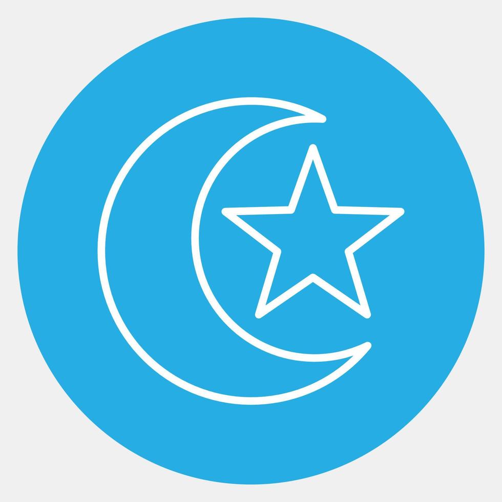 Icon moon and star. Islamic elements of Ramadhan, Eid Al Fitr, Eid Al Adha. Icons in blue style. Good for prints, posters, logo, decoration, greeting card, etc. vector