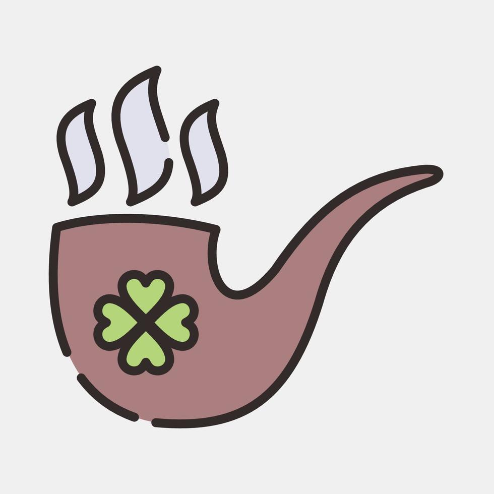 Icon smoking pipe. St. Patrick's Day celebration elements. Icons in filled line style. Good for prints, posters, logo, party decoration, greeting card, etc. vector