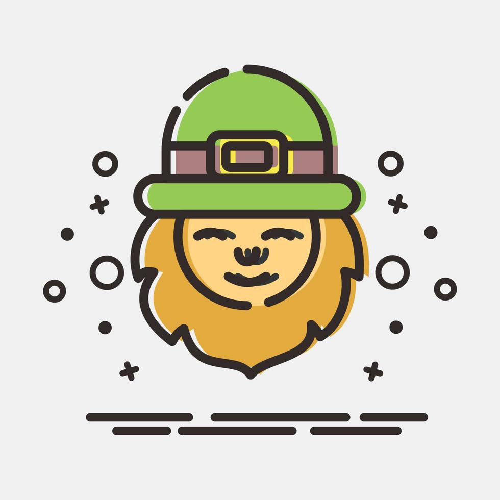 Icon leprechaun. St. Patrick's Day celebration elements. Icons in MBE style. Good for prints, posters, logo, party decoration, greeting card, etc. vector