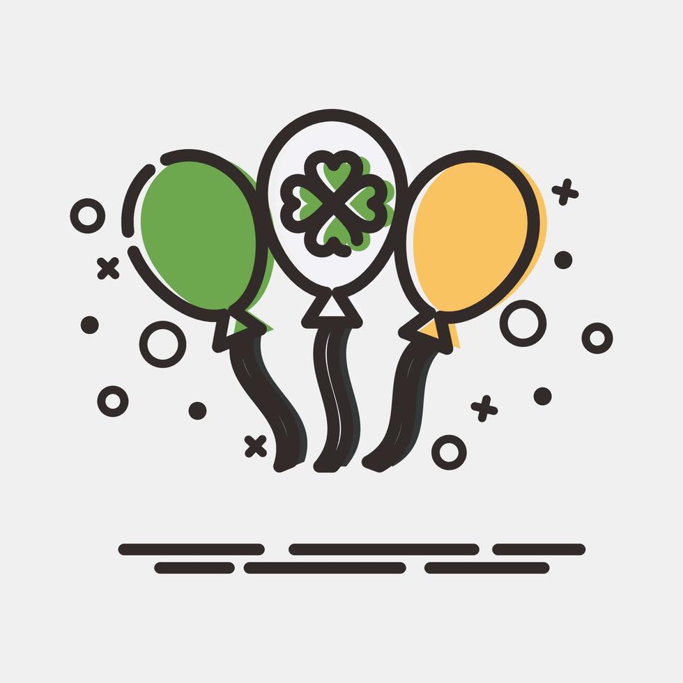 Icon balloons. St. Patrick's Day celebration elements. Icons in MBE style. Good for prints, posters, logo, party decoration, greeting card, etc. vector