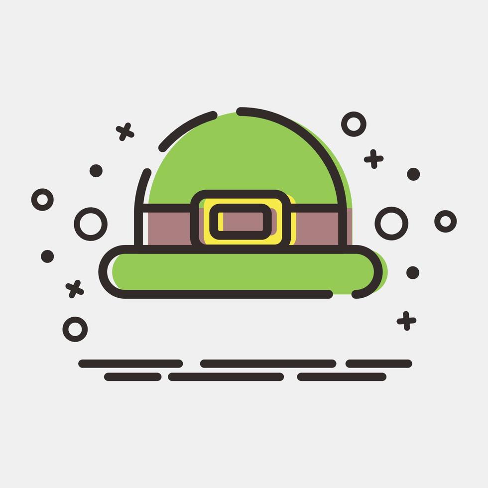 Icon leprechaun hat. St. Patrick's Day celebration elements. Icons in MBE style. Good for prints, posters, logo, party decoration, greeting card, etc. vector