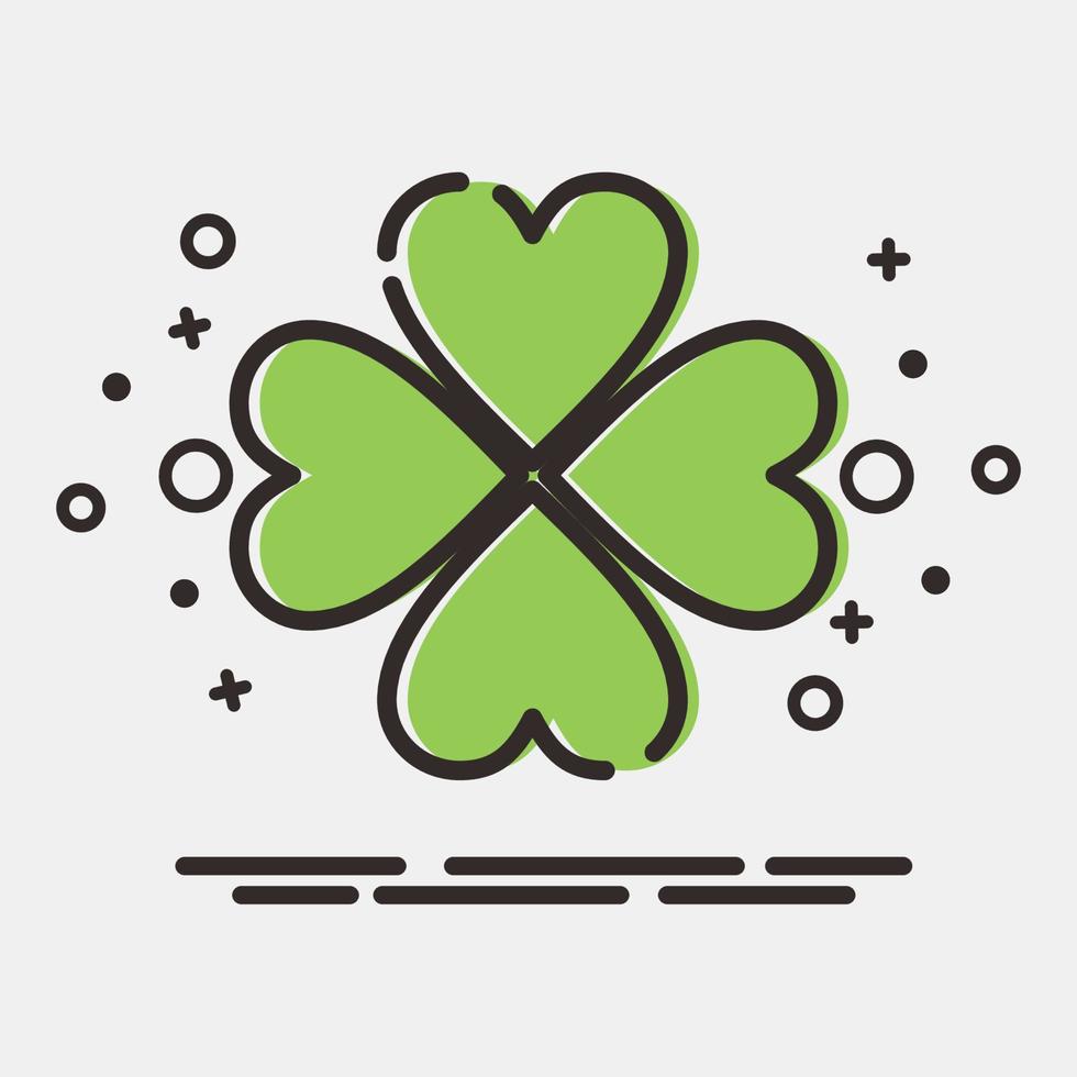 Icon four leaf clover. St. Patrick's Day celebration elements. Icons in MBE style. Good for prints, posters, logo, party decoration, greeting card, etc. vector