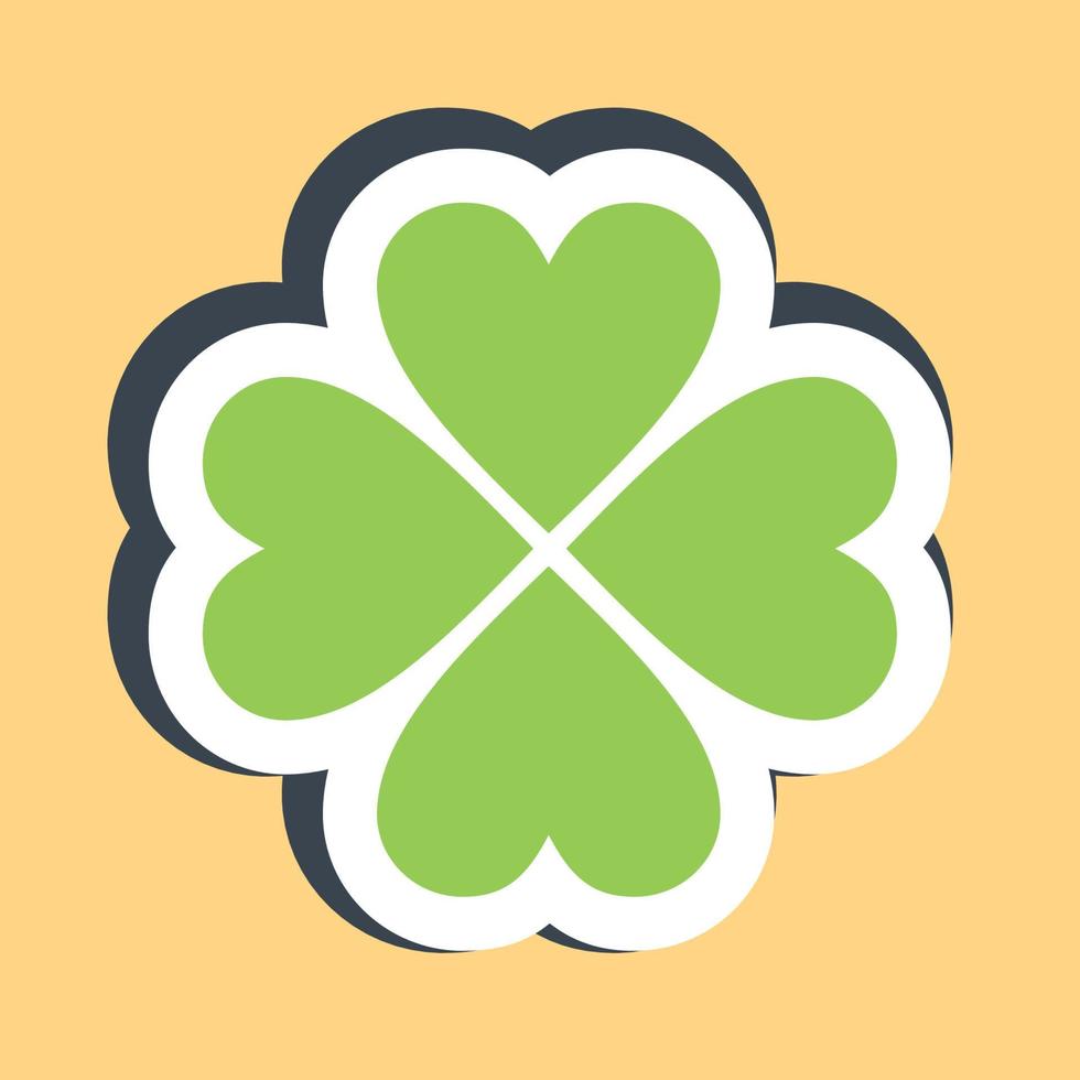 Sticker four leaf clover. St. Patrick's Day celebration elements. Good for prints, posters, logo, party decoration, greeting card, etc. vector