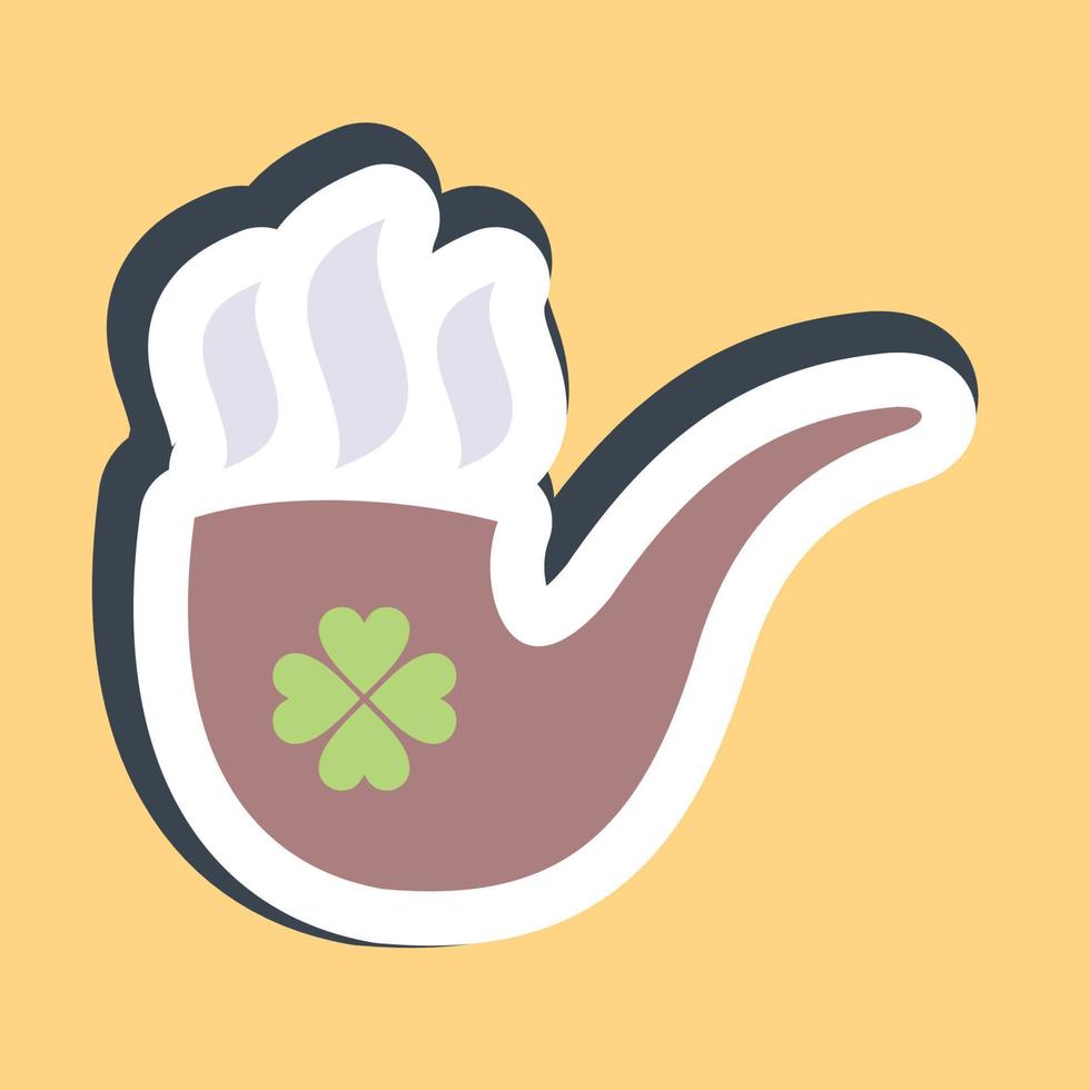 Sticker smoking pipe. St. Patrick's Day celebration elements. Good for prints, posters, logo, party decoration, greeting card, etc. vector