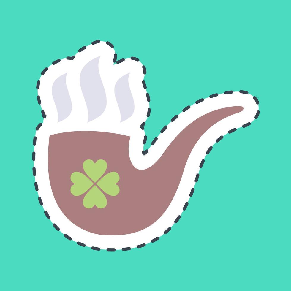 Sticker line cut smoking pipe. St. Patrick's Day celebration elements. Good for prints, posters, logo, party decoration, greeting card, etc. vector