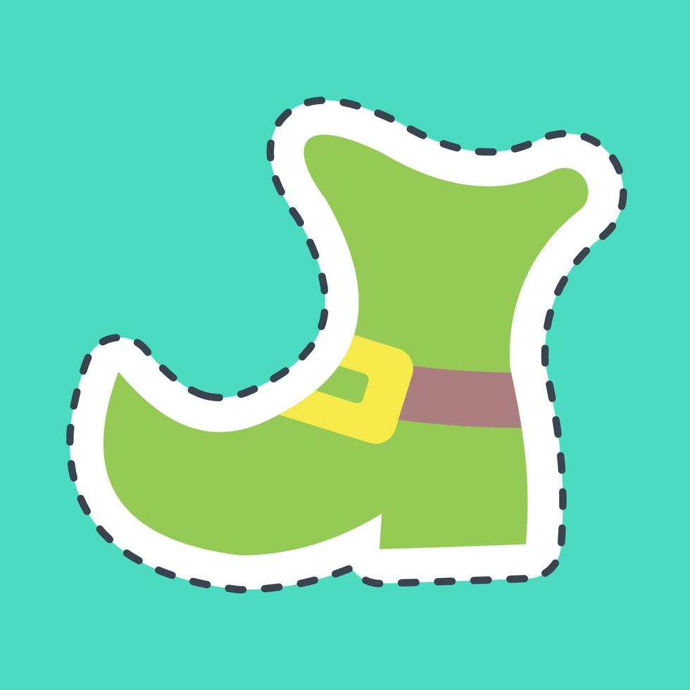 Sticker line cut leprechaun shoes. St. Patrick's Day celebration elements. Good for prints, posters, logo, party decoration, greeting card, etc. vector