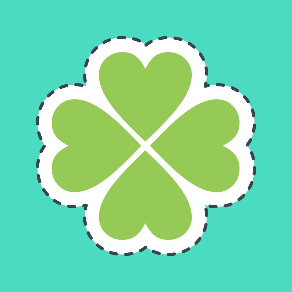 Sticker line cut four leaf clover. St. Patrick's Day celebration elements. Good for prints, posters, logo, party decoration, greeting card, etc. vector